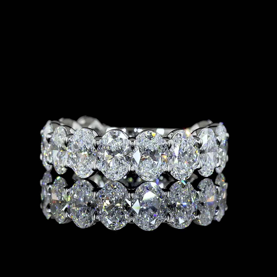 4.02 Cts Platinum Oval Shape 3/4 Band Eternity Band