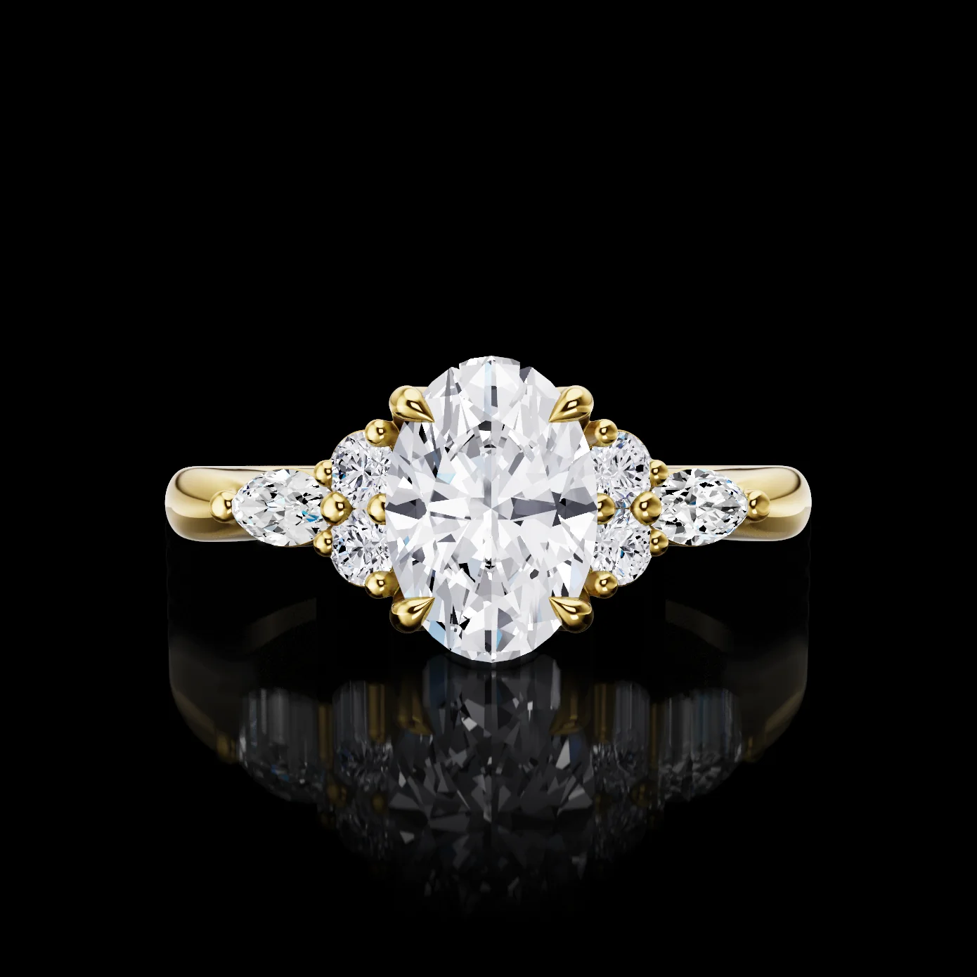 0.26 Cts 18k Yellow Gold Marquise Shape Split Shank Ring